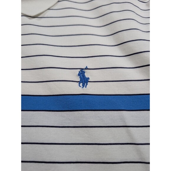 Polo Ralph Lauren Polo Shirt Men's L White Blue Stripe Moisture Management Golf - Picture 4 of 7